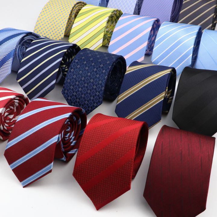 New%20Men's%20Tie%20Classic%20Red%20Blue%20Black%20Solid%20Color%20Stripe%207cm%20Jacquard%20Necktie%20Daily%20Wear%20Business%20Formal%20Wedding%20Tie%20Gift%20For%20Men%20-%20Image%204