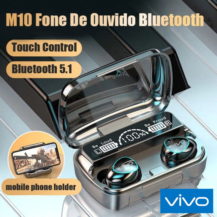 【Ready Stock+FREE Shipping+COD】 VIVO M10 Wireless Earbuds Bluetooth Earphones LED Display Button Control In-Ear Touch Control Sports Earphones Xiaomi Smart Phone Android Phone
