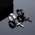 Black Stainless Steel Men's Earrings- 1 Pair.