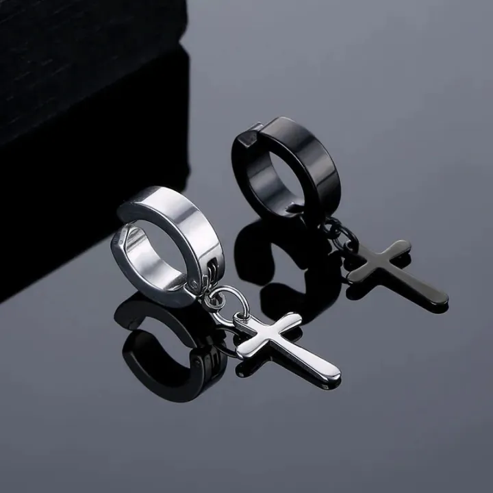Black%20Stainless%20Steel%20Men's%20Earrings-%201%20Pair%20-%20Image%202