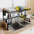 85cm Kitchen Shelf Organizer Dish Drying Rack Over Sink Utensils Holder Bowl Dish Draining Shelf Kitchen Storage Countertop Organizer.
