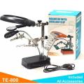 LED Magnifying Magnifier Glass with Light on Stand Clamp Arm Hands Free Black. 