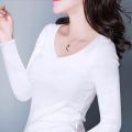 Solid Color Undershirt Base Shirt Women's Long Sleeve T T-shirt Women's Spring and Autumn Tight Top Slim Fit Inner Wear Korean Style Stretch.