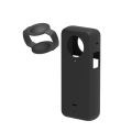 For Insta360 X3 PULUZ Silicone Protective Case with Lens Cover(Black Color)- Insta360 X3 Action Camera Silicone Protective Case. 