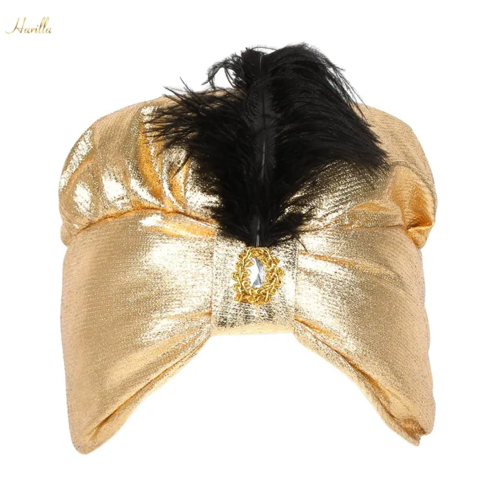 Indian Sultan Turban Hats Pleated Indian Cap Arab Headwear Sultan Hat for Fancy Dress