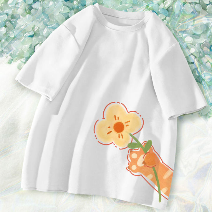 Taro%20Purple%20Cotton%20Short%20Sleeve%20T%20Women's%20T-shirt%20Loose%20All-Matching%20Top%20Summer%20round%20Neck%20Korean%20Style%20ins%20Wind%20Half%20Sleeve%20-%20Image%204