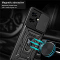 New Phone Case For Itel P55 NFC 4G Cover Car Foldable Metal Bracket Sliding Camera Protection Hard Shockproof for Itel P55 Case.