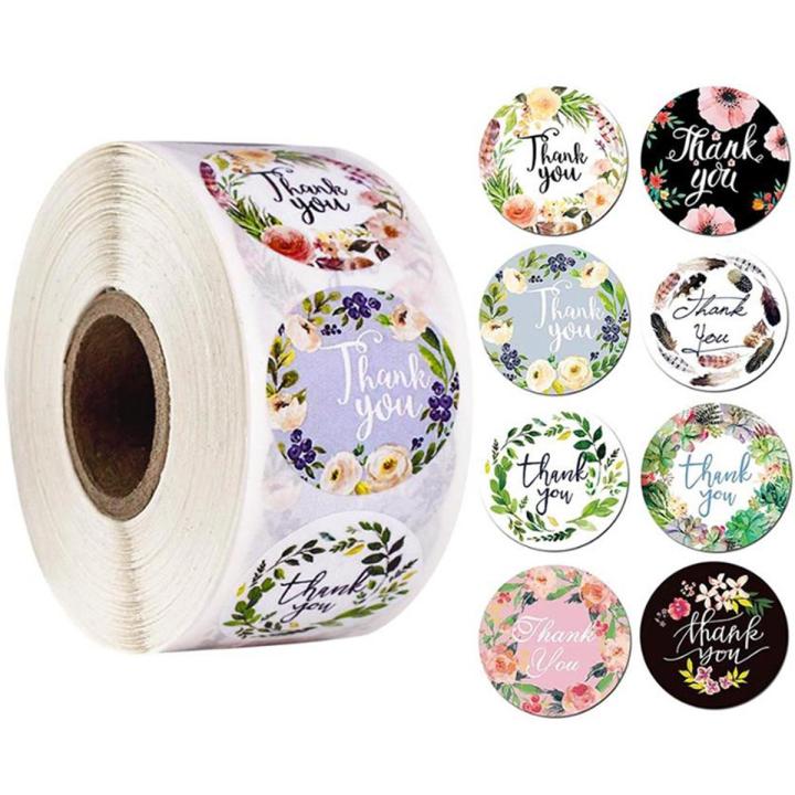 500PCs Thank You Stickers Seal Labels with Flower Round Envelopes Seal ...