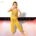Kids Belly Dance Costumes Set Oriental Kids Indian Dance Costume 140cm Yellow.