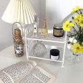 Kawaii Macaron Minimalist Desk Desktop Organizer Storage Rack Student Dormitory Folding Hollow Shelf Skin Care Storage Shelf. 