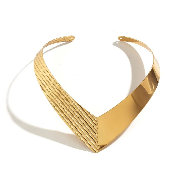 Exaggerated%20African%20Triangle%20Metal%20Wire%20Chunky%20Open%20Torques%20Choker%20Necklace%20Women%20Punk%20Adjustable%20Chain%20Grunge%20Jewelry%20Steampunk%20-%20Image%204