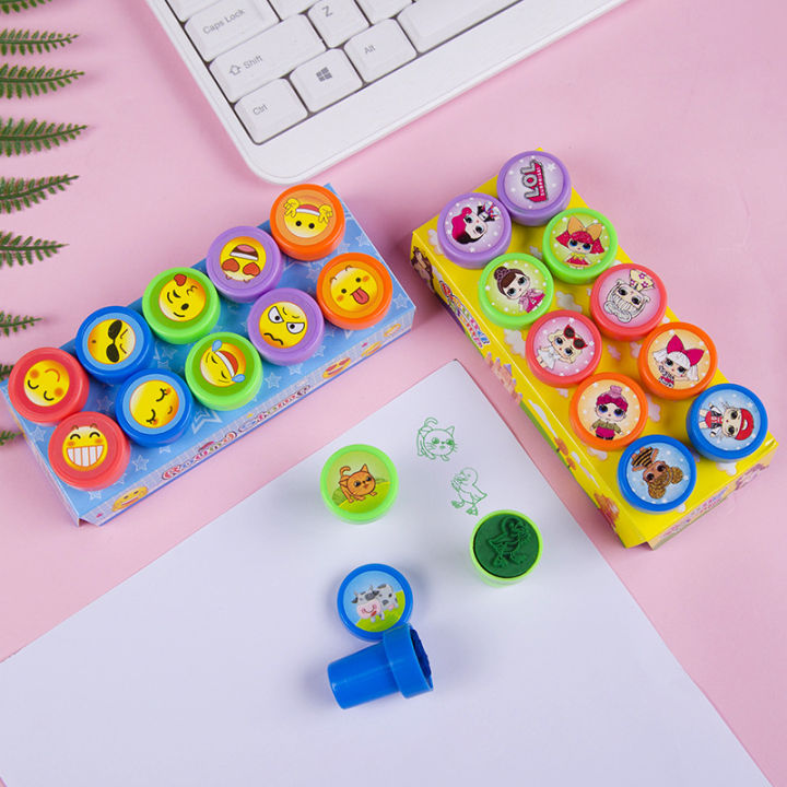 10pcs/lot%20Multicolor%20Children%20DIY%20Stamps%20Toy%20Children's%20Seal%20Cute%20Expression%20Dinosaur%20Cartoon%20Printing%20Kindergarten%20Sharing%20Baby%20Reward%20Toys%20-%20Image%203