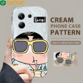 UCUC for Redmi Note 13 4G 5G Note 13 Pro+ 5G Xaomi Poco X6 M6 Pro Back Cover With Sunlasses Holder Cartoon Boy And Girl Cream Texture Wavy Edge Soft Silicone Phone Cases. 