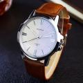【3C VictoryEagle】Men's Big Dial Leather Strap Waterproof Quartz Watch. 