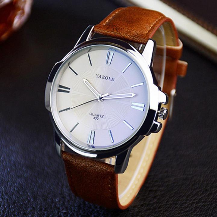 【3C VictoryEagle】Men's Big Dial Leather Strap Waterproof Quartz Watch