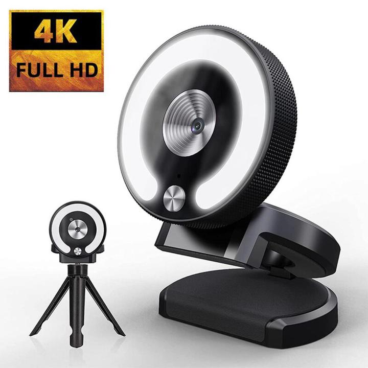4K Webcam Full HD 2K Mini Web Camera with Fill Light Laptop PC Computer  Live Broadcast Camera Video Camera Microphone Webcast