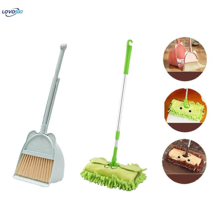 Mop Little Housekeeping Helper Set Mini Broom with Dustpan Children Sweeping House Cleaning Toy Set