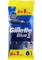 Gillette Blue 2 Razor 5 Blades plus 1 Extra Men's Disposable Razor for Sensitive Skin Comfortable Shave.