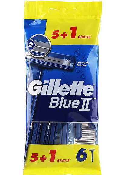 Gillette Blue 2 Razor 5 Blades plus 1 Extra Men's Disposable Razor for Sensitive Skin Comfortable Shave