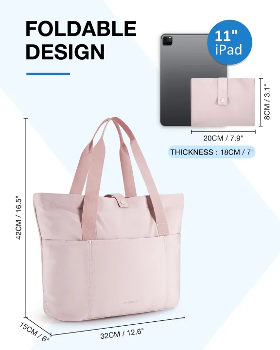 BAGSMART%20Women%20Tote%20Bag%2020L%20Waterproof%20Folding%20Travel%20Bag%20With%20Zipper%20Shoulder%20Bag%20Handbag%20for%20Travel%20Work%20School%20-%20Image%203