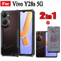 2 in 1 Vivo Y28s Phone Case for Vivo Y28 4G Y 28 5G Anti-Spy Tempered Glass.