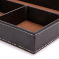 2PCS 4 Slots Desk Drawer Organizer with PU Leather Collection Letter Tray Brown Single Layer. 