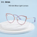 OQ BOGA 6 Colors Unisex Anti Blue Light Screen Radiation Computer Glasses Women Men Eye Protection Fashion Metal Cat Eye Frame Eyewear. 