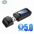 USB Bluetooth Receiver Transmitter Audio Bluetooth 5.0 Adapter For Car PC TV HD HiFi Receptor Wireless Adapter LCD 3.5MM AUX.