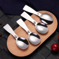 【Hot ticket】 Portable Foldable Spoon Silver Stainless Steel Picnic Camping Folding Spoon For Outdoor Hiking Travel Tableware Kitchen Supplies. 