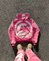 American Fashion Loose Jacket Men Y2k Colorful Letter Embroidered Zipper Hoodie Street Hip-hop Versatile Oversized Sweatshirt.