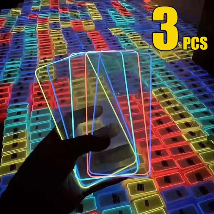 SEXS XR 12 11 ne 15 in iPho Phoescent Film, for Screen Protector 3pcs Luminous Tempered Glass 9HPro Max 14 Plus 13 Mini X 8 7