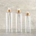 Soap Bottle Pump Dispenser Bamboo Lotion Refillable Liquid Storage Container.
