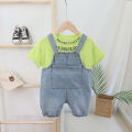 0~5 years old new baby suit cotton top + overalls 2 piece set for sale at low price.