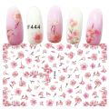 3D Personalized DIY Pink Sakura Nail Art Stickers Color Rose Flower Nail Art Slider Nail Decorative Decals Stickers.
