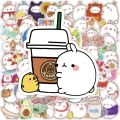 10/30/50pcs Kawaii Cartoon Chubby Rabbit Molang Stickers Aesthetic DIY Stationery Laptop Phone Diary Cute Sticker for Kids Girls. 
