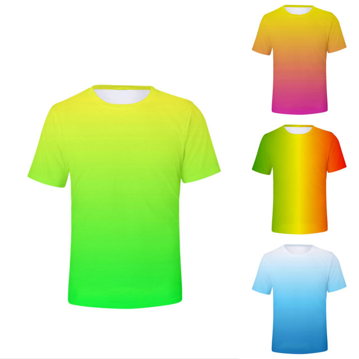 Neon T-shirt men/women Summer Green T shirt boy/girl solid Colour tops rainbow streetwear tee Colourful 3D printed kids shirt
