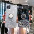 Casinglee for OPPO F17 case Shiny Ring Glitter Soft Transparent Holder Stand Back cover with String for OPPO F17 Phone cases cover Stars Moon Girls. 