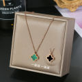 Fashion Double-sided Clover Stainless Steel Pendant Necklace Jewelry For Women Exquisite Four leaf Clover Necklace. 