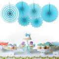 Light Blue Hanging Paper Fans Party Decoration For Anniversary, Birthday, Baby Shower, Valentine Day, Home, Restaurants and Showroom Decoration- (Pack of 6 Pcs). 