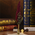 Retro Feather Fountain Pen Vintage Calligraphy Writing Ink Pen Sets Creative Stationery Quill Pens School Office Supplies Amour zii. 