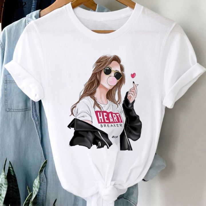 White%20Women's%20Clothing%20T-shirt%20Fashion%20Blowing%20Bubble%20Girl%20Print%20Ladies%20Tshirt%20Summer%20Harajuku%20Short-sleeved%20Tops%20Womans%20T%20Shirt%20-%20Image%202