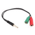 2Pcs Cable Adapter 2 in 1 Splitter 4 Pole 3.5mm Audio Earphone Headset to 2 Female Jack Headphone Mic Audio Cable 3 Pole. 