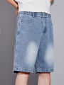 New in Men's Baggy Denim Shorts Starry Sky Fabric Soft Straight Vintage Casual Fashion Wide Short Jeans Streetwear. 