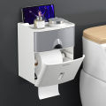 Double layer multifunctional tissue box roll paper shaft toilet free punch creative paper drawer toilet roll paper tube waterproof.