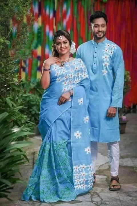 Dhupian Sarees And Dhupian Punjabi For Combo Couples Clothing And Punjabi - Sari