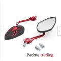 Metal Body rear view mirror. Universal Spider stylish Looking Glass for Motorcycle -Red 1105. 