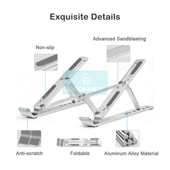 DoomHot%20Lap-top%20Stands%20Foldable%20Aluminium%20Lap-tops%20Stand%20Portable%206-Level%20Height%20Adjustable%20Holder%20Notebook%20Stand%20Air%20Flow%20Cooling%20Ergonomic%20Design%20Stands%20for%2010%20-15.6%20Inch%20PC%20Computer%20Accessories%20-%20Image%208