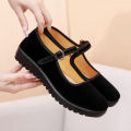Old Beijing Cloth Shoes Women's Shoes Flat Pumps Large Size Work Shoes Black Hotel Work Shoes Non-Slip Mom Shoes Soft Bottom. 
