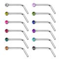40/60 Piece/Set Stainless Steel L Shape Nose Stud Pack 20G Crystal Straight Stud Nose Ring Set Nose Stud Lot Piercing Nariz Pin.