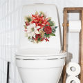 GC PVC Self-Adhesive Toilet Lid Stickers Waterproof Lightweight Christmas Flower Patterns Bathroom Toilet Seat Wall Sticker (30x30cm).